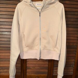 Women's Beige cropped Zip-Up Hoodie